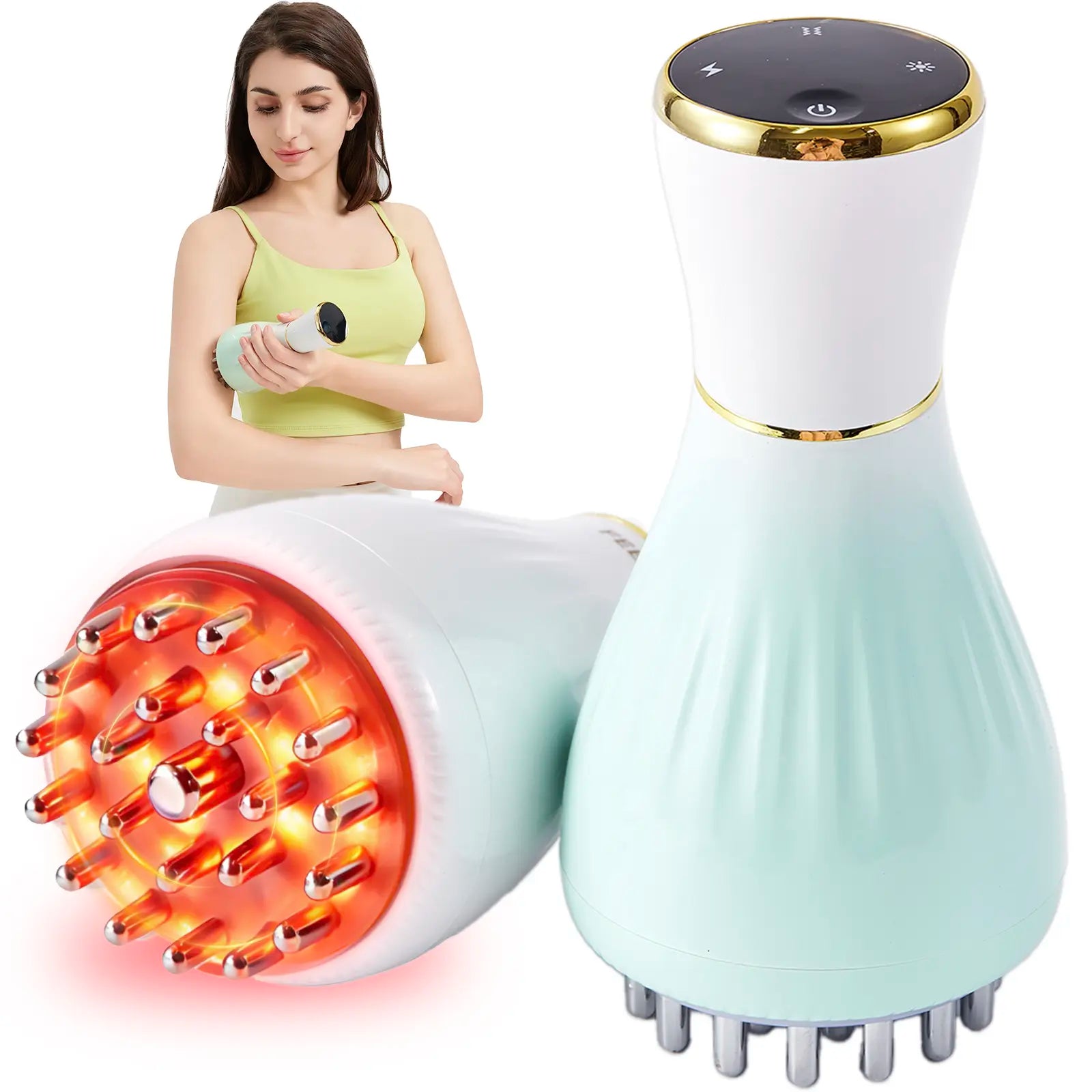 FEEJOY Handheld Meridian Massager with Red Light Heat Vibration Therapy Tool 4 Modes 12 Levels Adjustable Intensity,Multi-Mode Relaxing Tool for Self-Care,Summervibes, Portable Muscle Relief for Shoulder Back Leg Waist #Summerwins #Dealsforyoudays