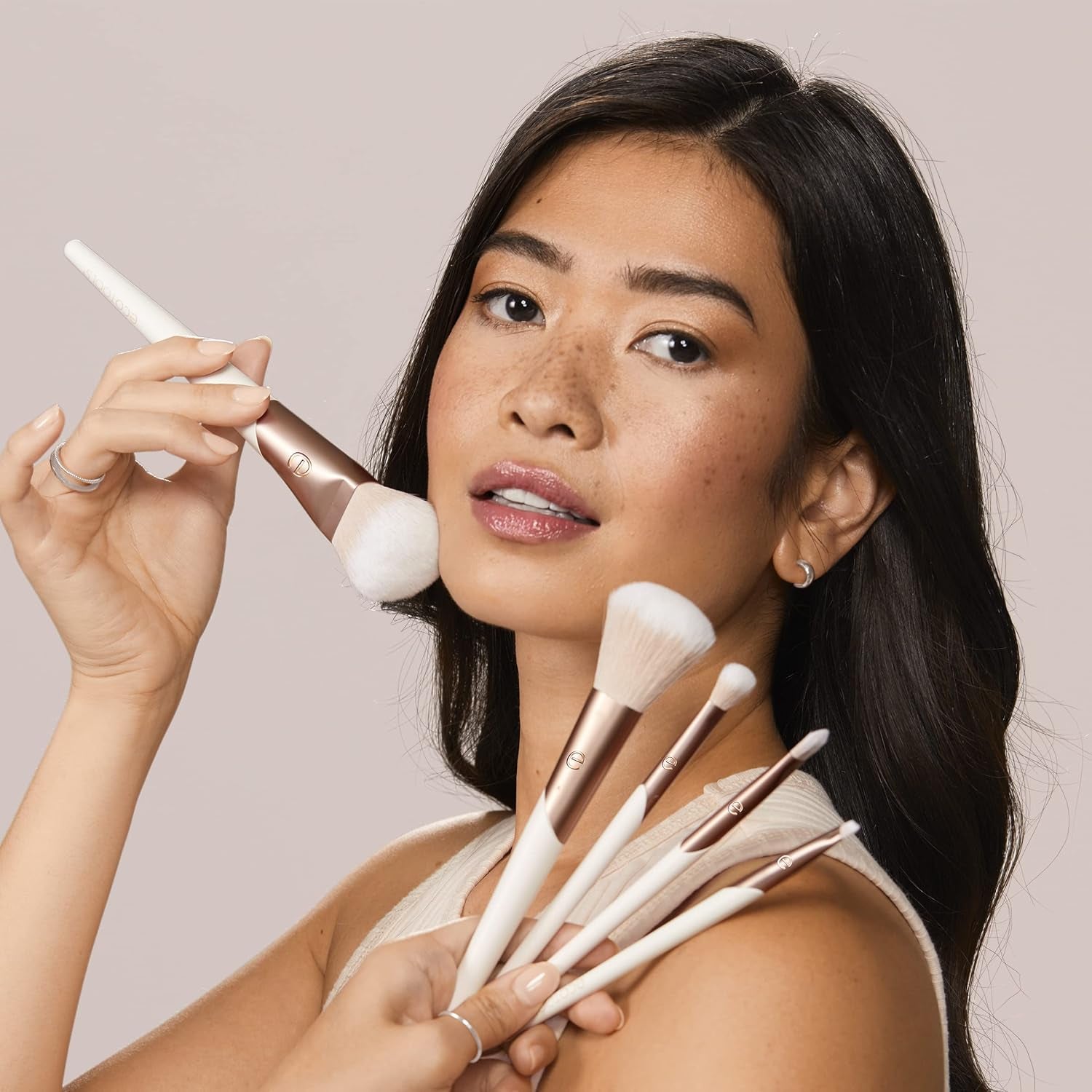 Luxe Professional Face Makeup & Foundation Brush Set, Premium Brush Kit for Face, Cheek, & Eye Makeup, Synthetic Makeup Brushes, Vegan & Cruelty-Free, 5 Piece Set