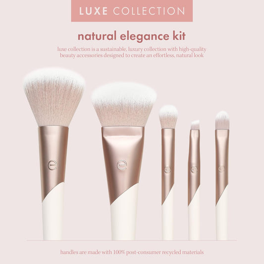 Luxe Professional Face Makeup & Foundation Brush Set, Premium Brush Kit for Face, Cheek, & Eye Makeup, Synthetic Makeup Brushes, Vegan & Cruelty-Free, 5 Piece Set