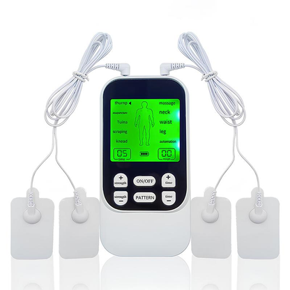 Muscle Massage Unit, 10 Modes Dual Channel, 30 Intensity Levels, Compact Rechargeable Body Massager with 4 Pads