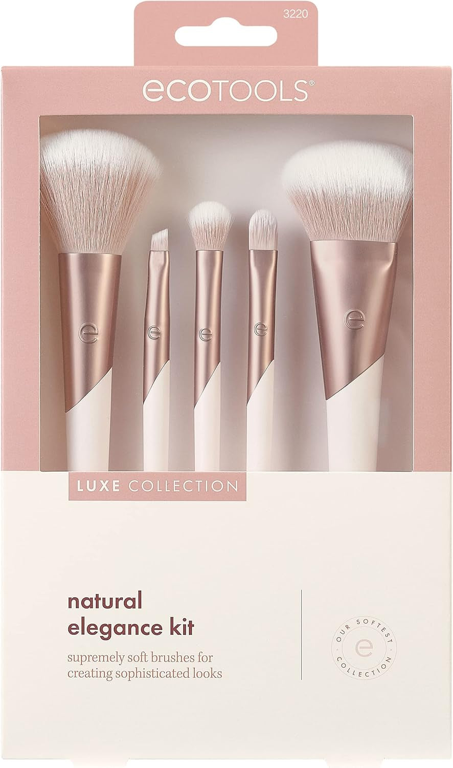 Luxe Professional Face Makeup & Foundation Brush Set, Premium Brush Kit for Face, Cheek, & Eye Makeup, Synthetic Makeup Brushes, Vegan & Cruelty-Free, 5 Piece Set